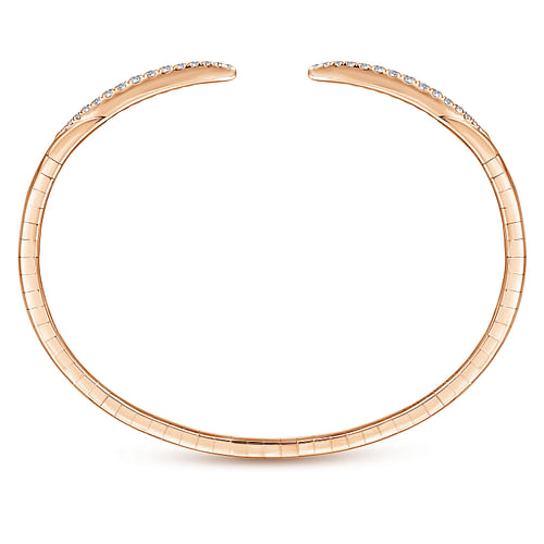 14K Rose Gold Split Diamond Spike Bangle