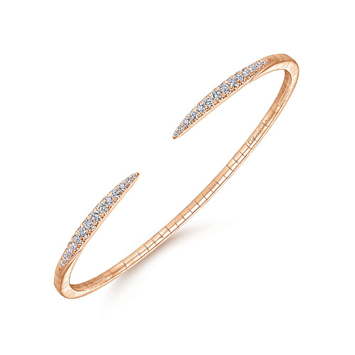 14K Rose Gold Split Diamond Spike Bangle