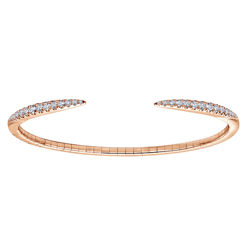 14K Rose Gold Split Diamond Spike Bangle