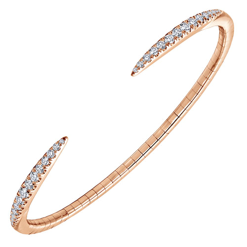 14K Rose Gold Split Diamond Spike Bangle