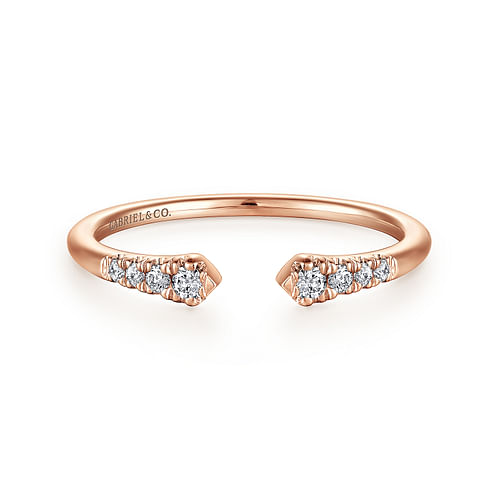 14K Rose Gold Split Diamond Stackable Ring