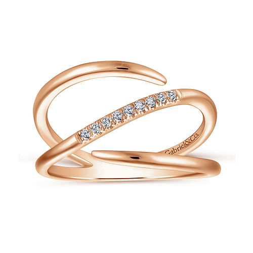 14K Rose Gold Split Shank Pavé Diamond Wrap Ring