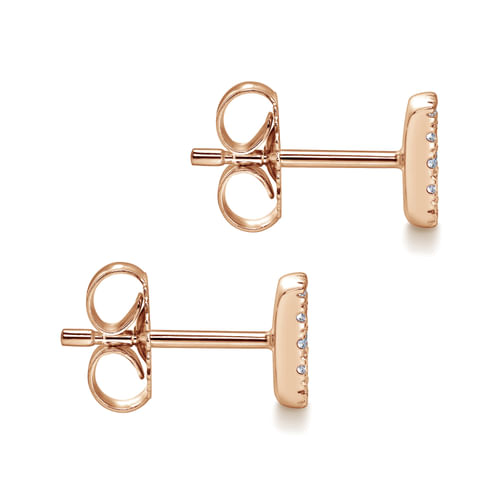 14K Rose Gold Square Pavé Diamond Stud Earrings