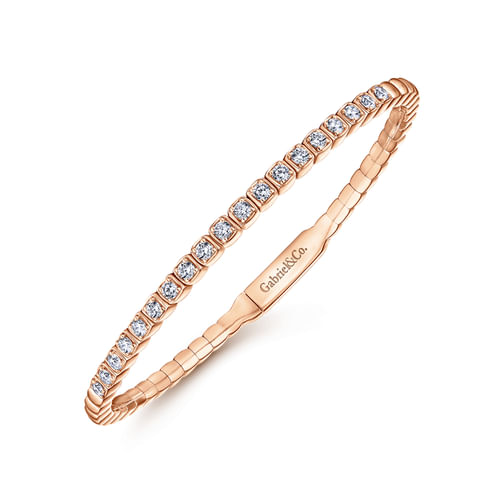 14K Rose Gold Square Set Diamond Bangle