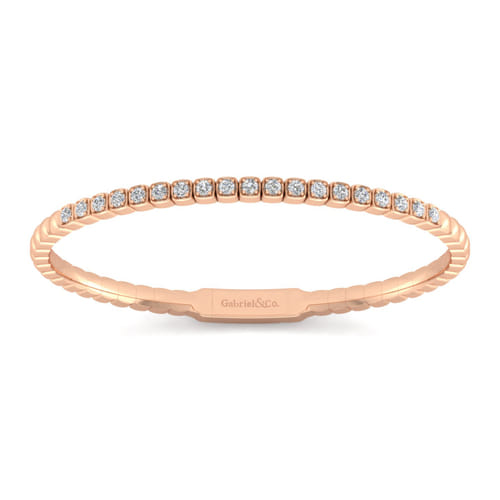 14K Rose Gold Square Set Diamond Bangle