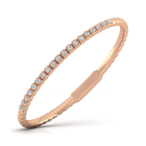 14K Rose Gold Square Set Diamond Bangle