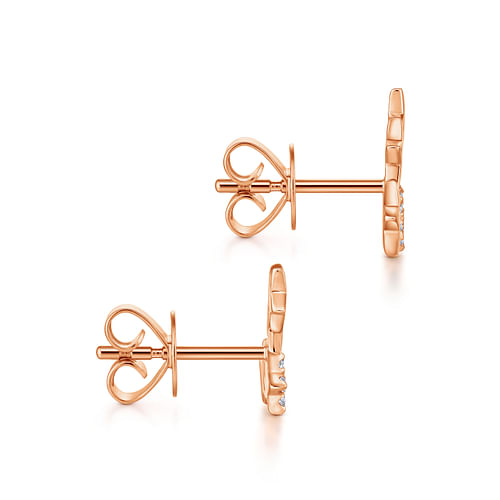 14K Rose Gold Star Shaped Pavé Diamond Stud Earrings