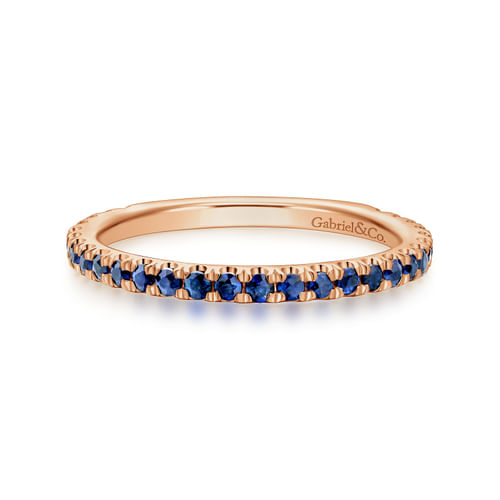 14K Rose Gold Straight Sapphire Stackable Ring