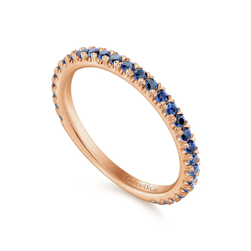 14K Rose Gold Straight Sapphire Stackable Ring