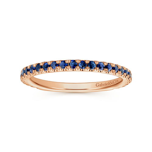 14K Rose Gold Straight Sapphire Stackable Ring
