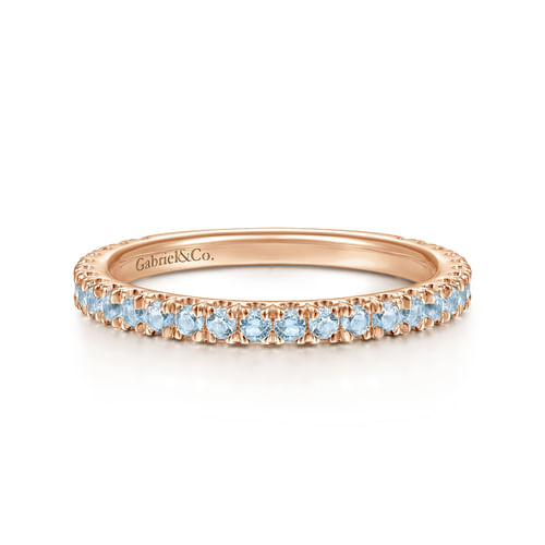 14K Rose Gold Swiss Blue Topaz Stackable Ring