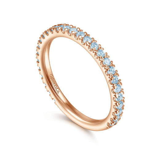 14K Rose Gold Swiss Blue Topaz Stackable Ring