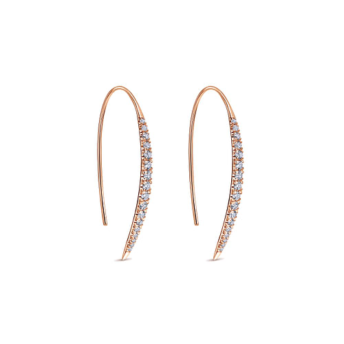 14K Rose Gold Tapered Diamond Fish Wire Drop Earrings