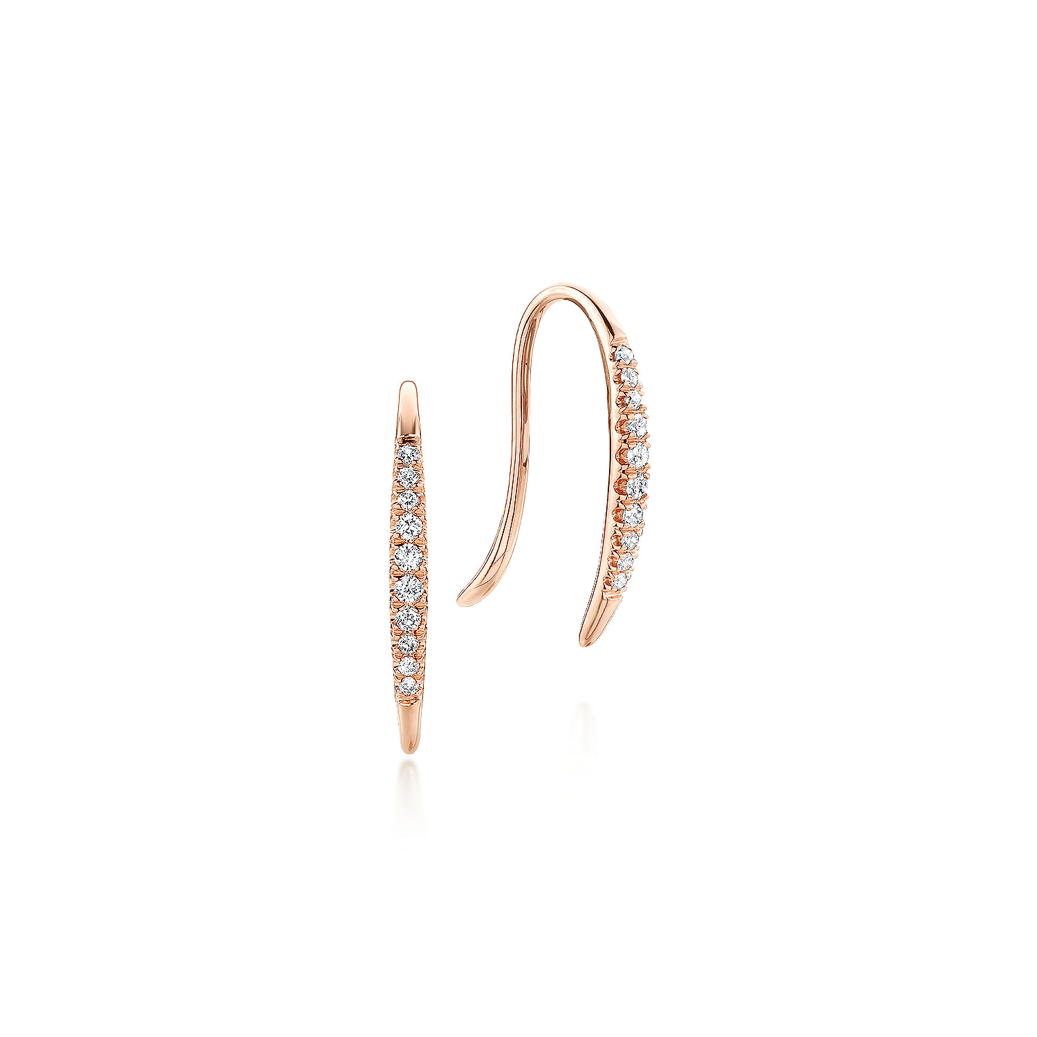 14K Rose Gold Tapered Diamond Fish Wire Earrings