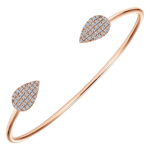 14K Rose Gold Teardrop Diamond Pavé Split Cuff Bangle 14K Rose Gold Teardrop Diamond Pavé Split Cuff Bangle