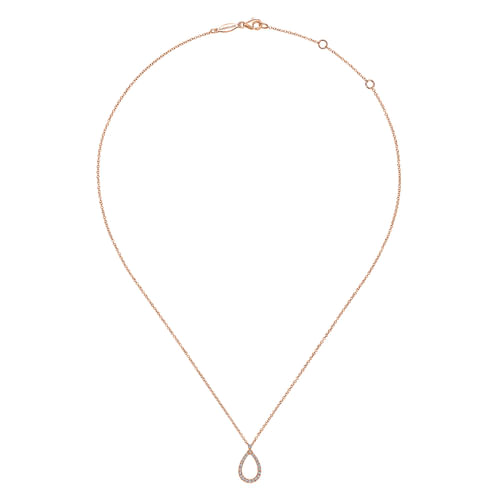 14K Rose Gold Teardrop Diamond Pendant Necklace