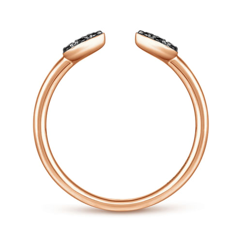 14K Rose Gold Teardrop Pavé Black Diamond Split Ring
