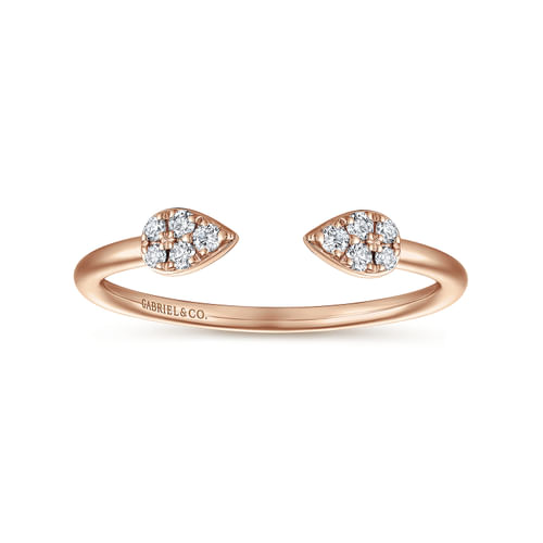 14K Rose Gold Teardrop Pavé Diamond Split Ring