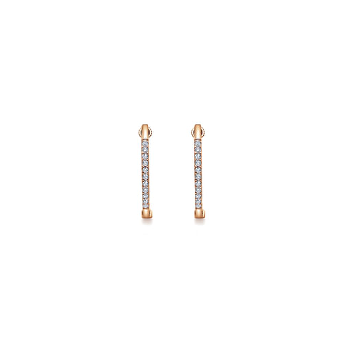 14K Rose Gold Tiger Claw Set Diamond 15mm Round Huggie Earrings