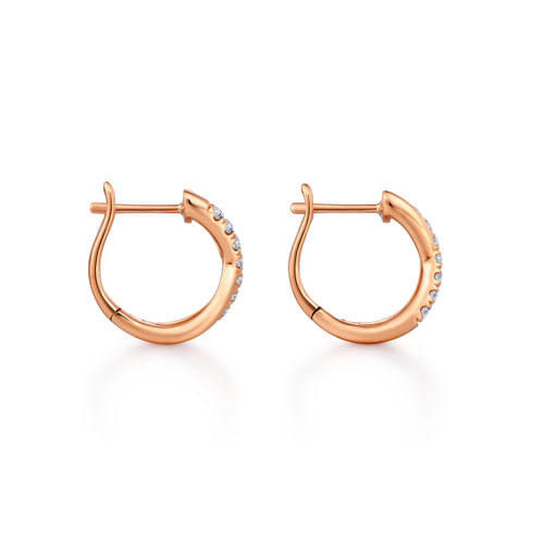14K Rose Gold Twisted 15mm Diamond Huggies