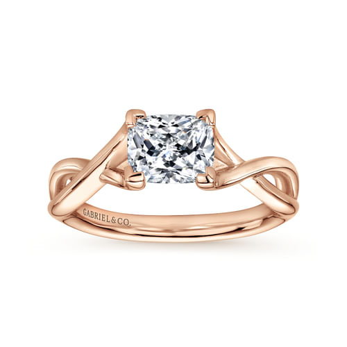 14K Rose Gold Twisted Cushion Cut Diamond Engagement Ring