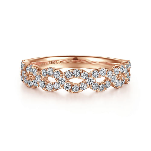 14K Rose Gold Twisted Diamond Anniversary Band