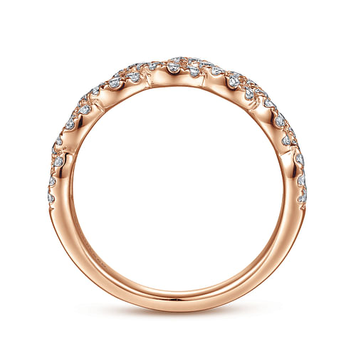 14K Rose Gold Twisted Diamond Anniversary Band