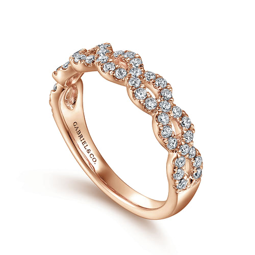 14K Rose Gold Twisted Diamond Anniversary Band