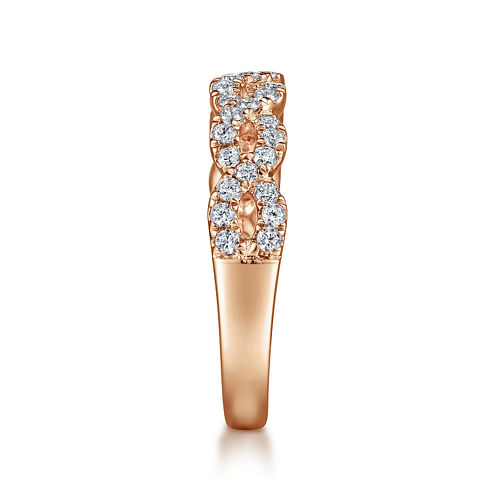 14K Rose Gold Twisted Diamond Anniversary Band