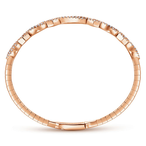 14K Rose Gold Twisted Diamond Bangle