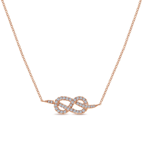 Gabriel - 14K Rose Gold Twisted Diamond Love Knot Pretzel Necklace
