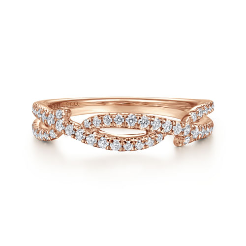 14K Rose Gold Twisted Diamond Ring