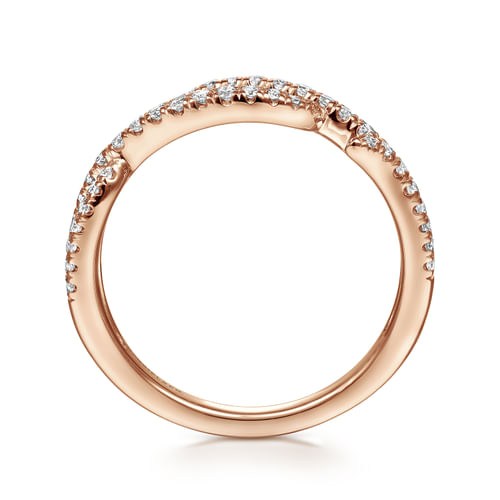 14K Rose Gold Twisted Diamond Ring