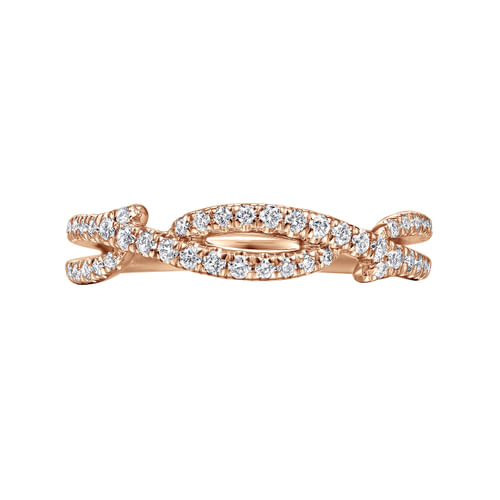 14K Rose Gold Twisted Diamond Ring