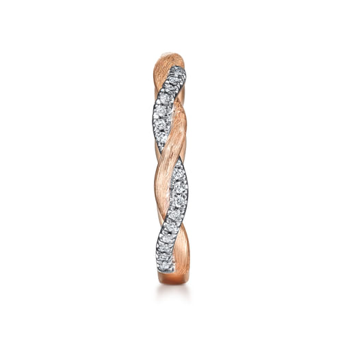 14K Rose Gold Twisted Diamond Stackable Ring