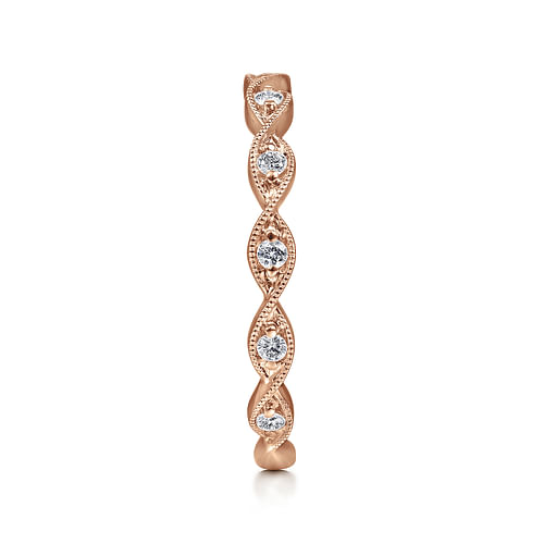 14K Rose Gold Twisted Diamond Stackable Ring
