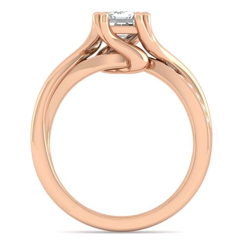 14K Rose Gold Twisted Emerald Cut Diamond Engagement Ring