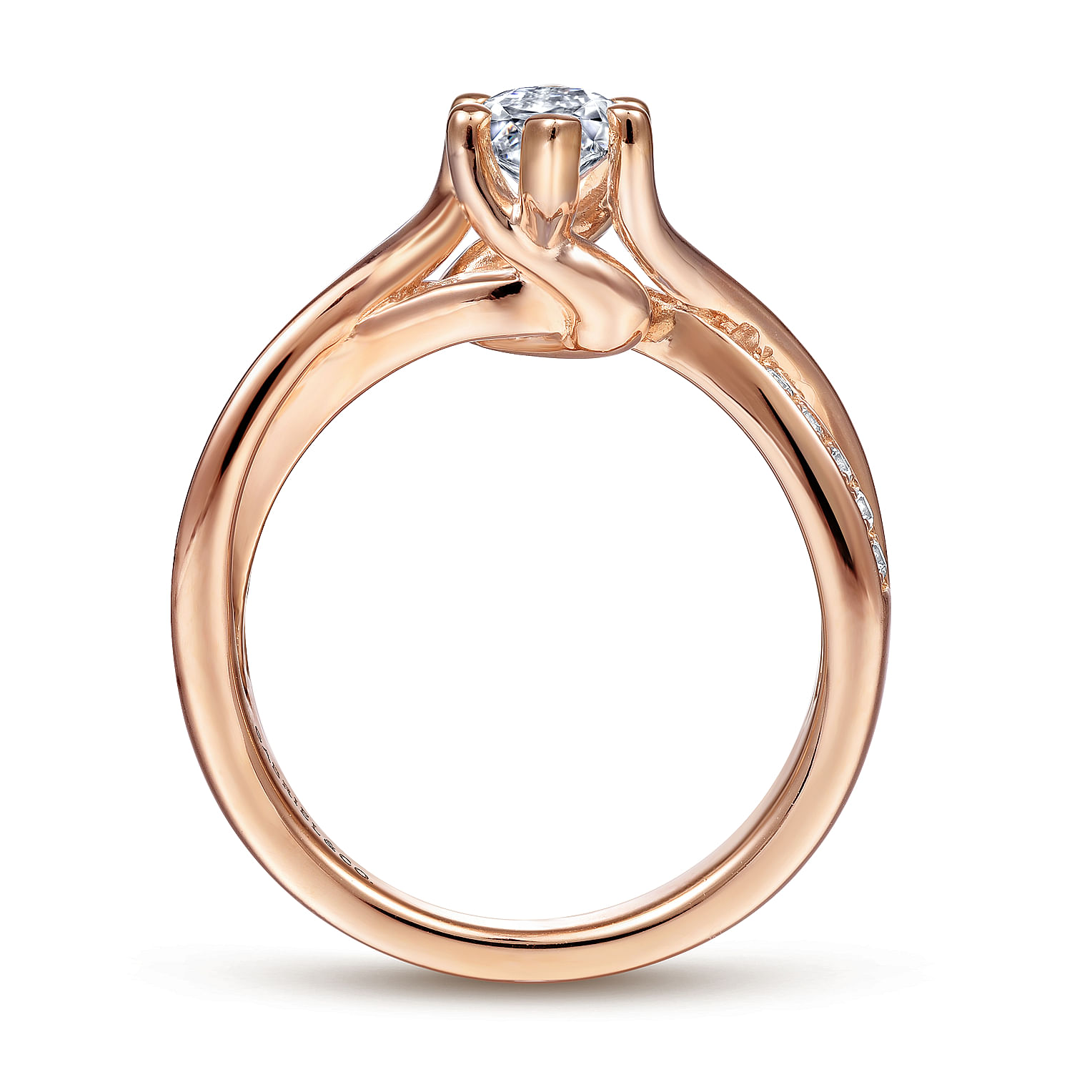 14K Rose Gold Twisted Marquise Shape Diamond Engagement Ring