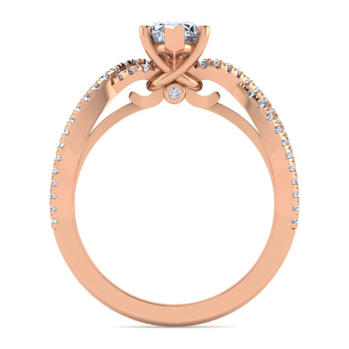 14K Rose Gold Twisted Marquise Shape Diamond Engagement Ring