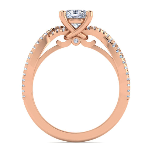 14K Rose Gold Twisted Oval Diamond Engagement Ring