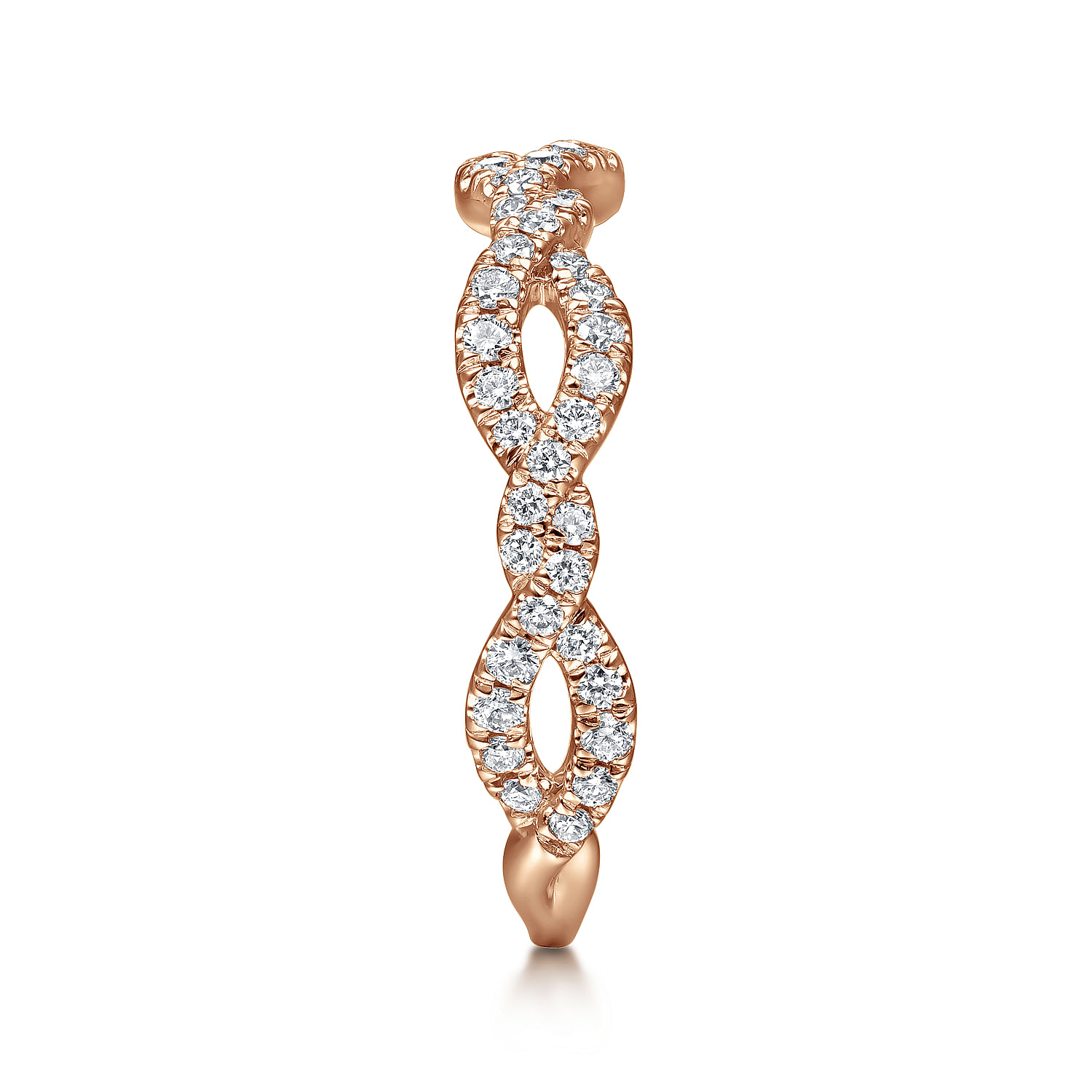 14K Rose Gold Twisted Pavé Diamond Stackable Ring