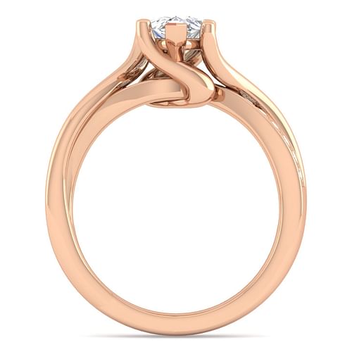14K Rose Gold Twisted Pear Shape Diamond Engagement Ring