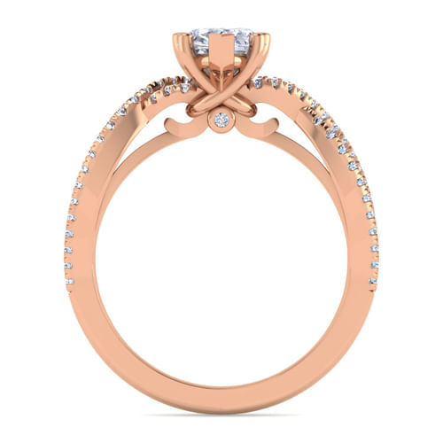 14K Rose Gold Twisted Pear Shape Diamond Engagement Ring