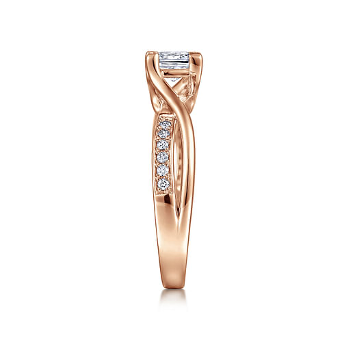 14K Rose Gold Twisted Princess Cut Diamond Engagement Ring