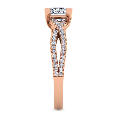 14K Rose Gold Twisted Princess Cut Diamond Engagement Ring