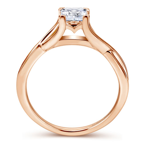 14K Rose Gold Twisted Princess Cut Diamond Engagement Ring