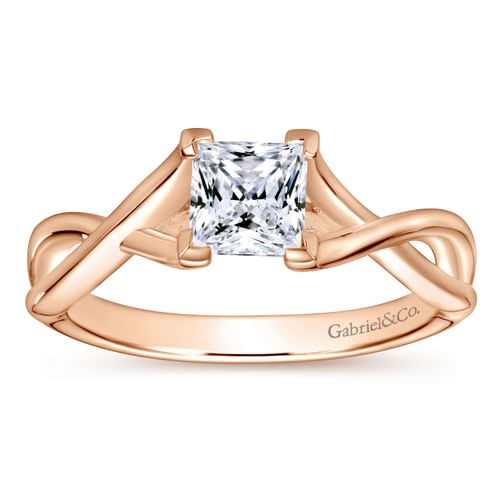 14K Rose Gold Twisted Princess Cut Diamond Engagement Ring