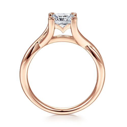 14K Rose Gold Twisted Princess Cut Diamond Engagement Ring