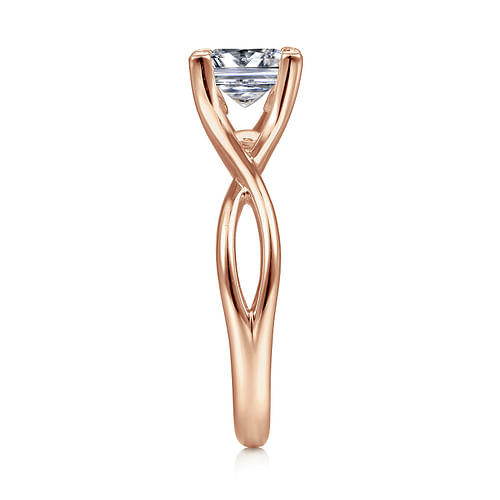 14K Rose Gold Twisted Princess Cut Diamond Engagement Ring