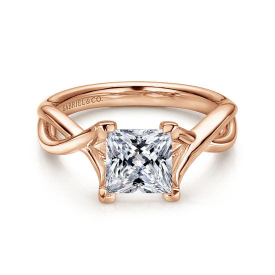 Gabriel - 14K Rose Gold Twisted Princess Cut Diamond Engagement Ring